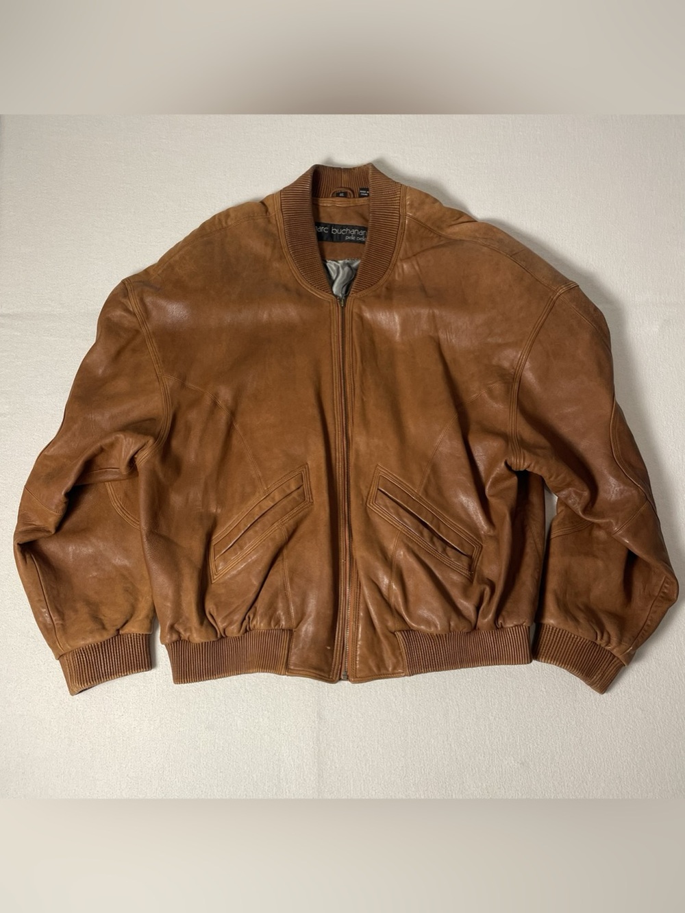 VINTAGE 2000’s Marc Buchanan Pellé Pellé REAL LEATHER Bomber Jacket Size 46 XL
